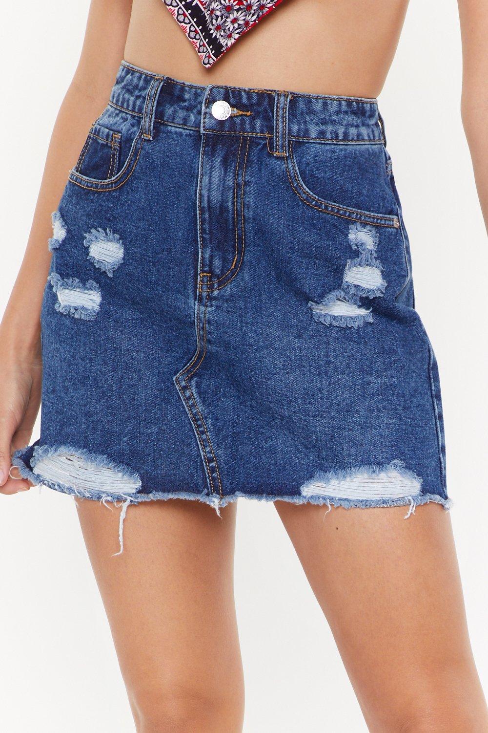 Nasty gal distressed denim skirt 2025